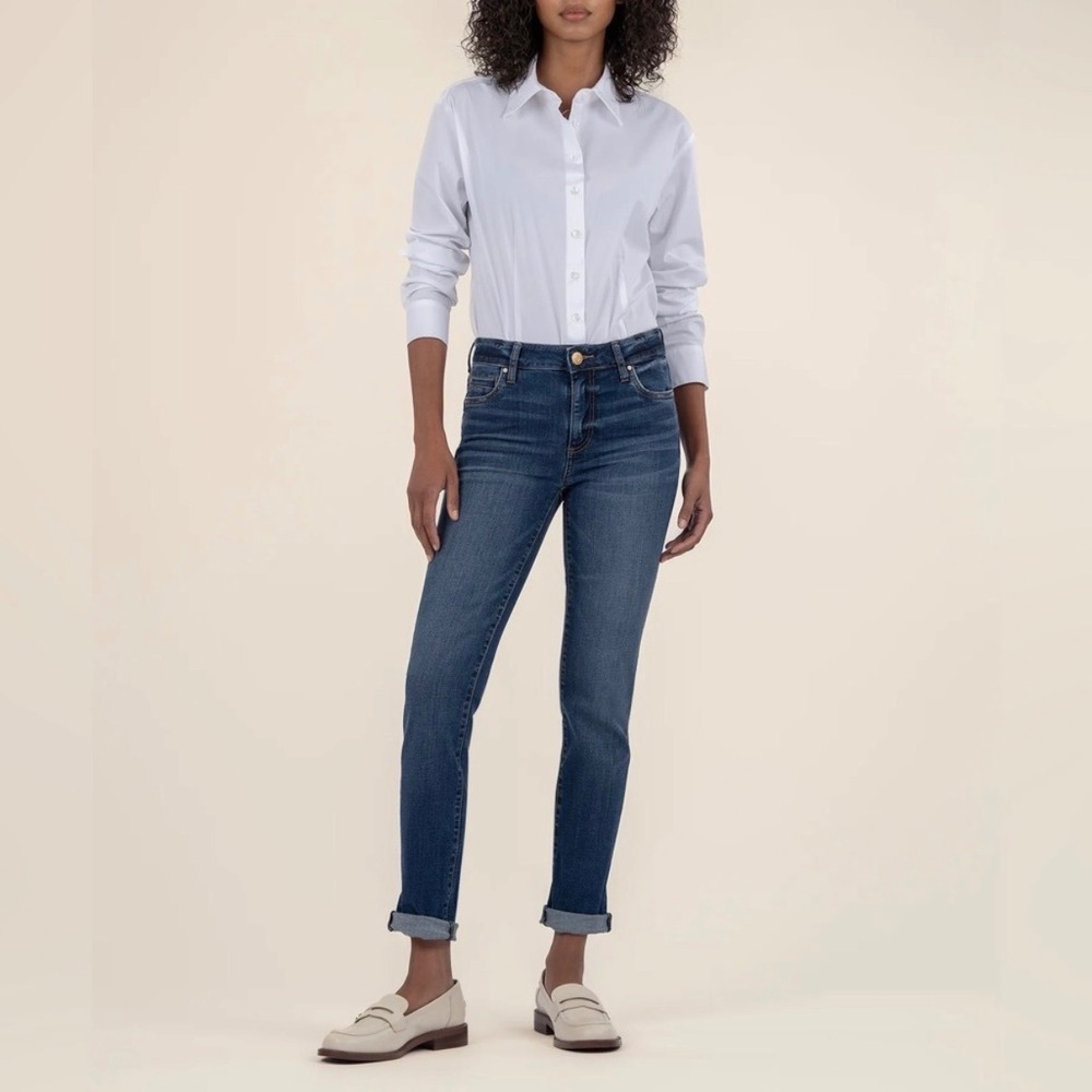 KUT From The Kloth Catherine Boyfriend Jeans Dark Wash Size 16